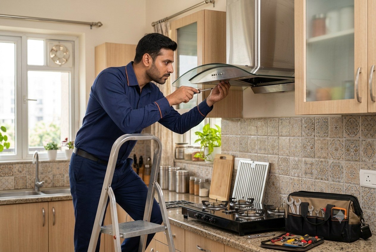 Gas stove repair technician at work in Kochi